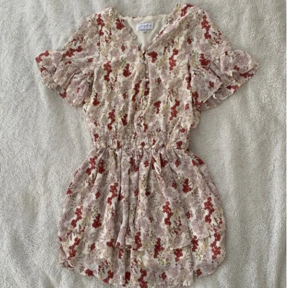 Sabo Skirt Floral Midi Dress - Red and White - Picture 3 of 6